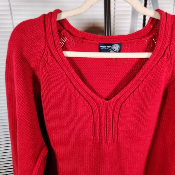 Vintage Venezia Jeans $89 22-24 2X Red Cotton Blend V-neck Pullover Knit Sweater - Picture 2 of 8